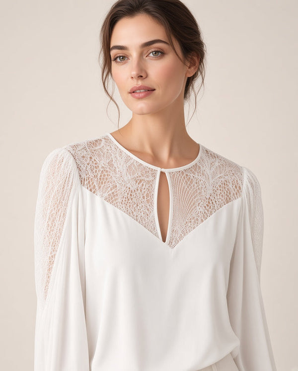 Maje lace-yoke blouse — France