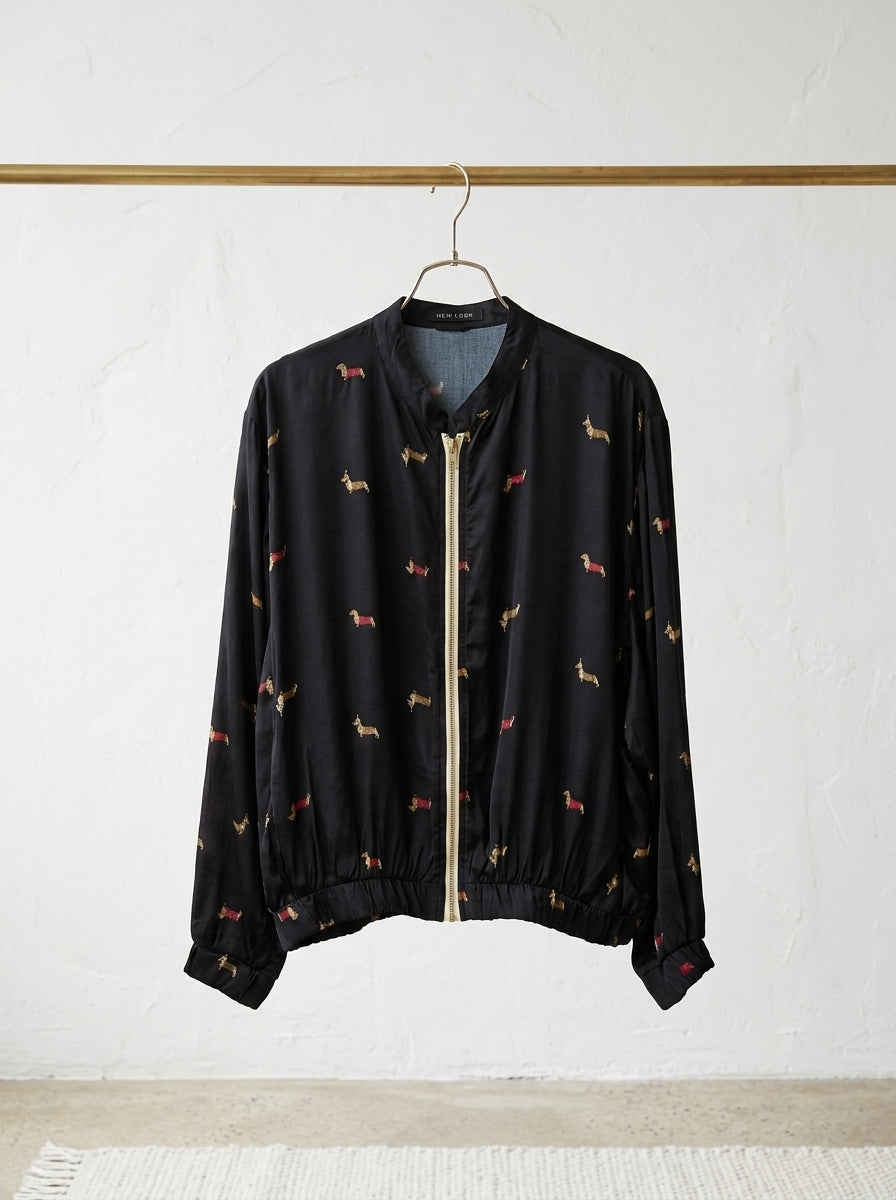 БОМБЕР MYDRESS — принт таксы, цвета: зелёный, чёрный, бежевый
