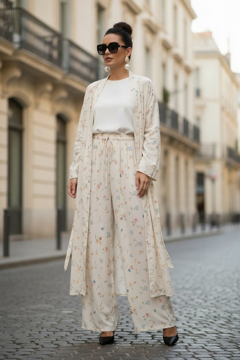 "Jardin Fleuri" maxi trousers — floral print, Italian quality