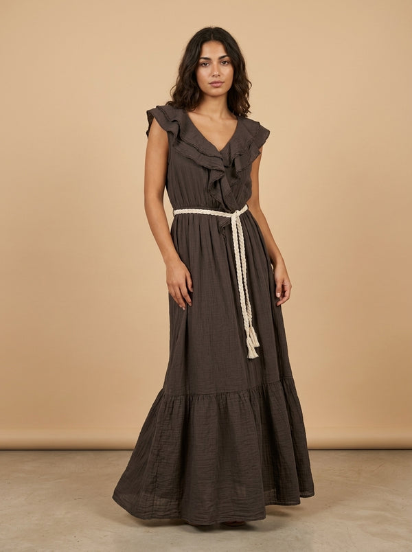 Rochie maxi cu volane și cordon — Italy, art. 7716