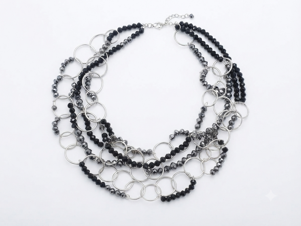 Elegant evening necklace with a striking multi-layered design