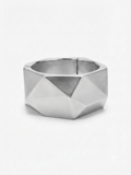 Wide geometric silver-tone cuff bracelet "Crystal"