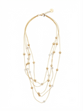 Layered gold-tone necklace with beads and crystals