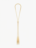 Gold-tone lariat necklace with cone-shaped pendants