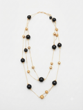 Long necklace with black and gold beads "Black & Gold Elegance"