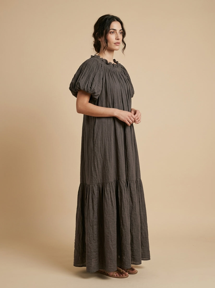 Blu Royal puff-sleeve maxi dress — Italy