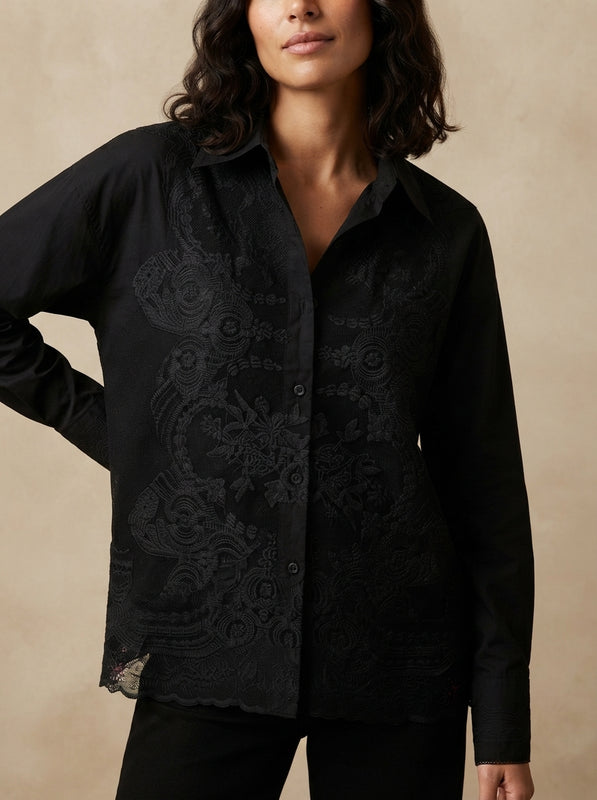Shirt with lace inserts — Italy