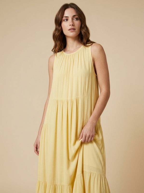 Rochie maxi cu volane, fără mâneci — Italy