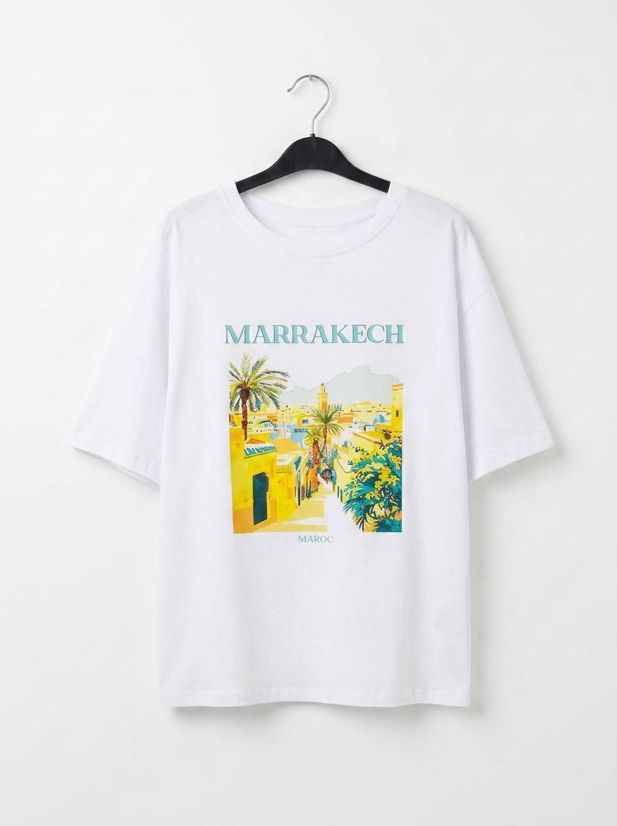 Stylish tank top with "Marrakech" print