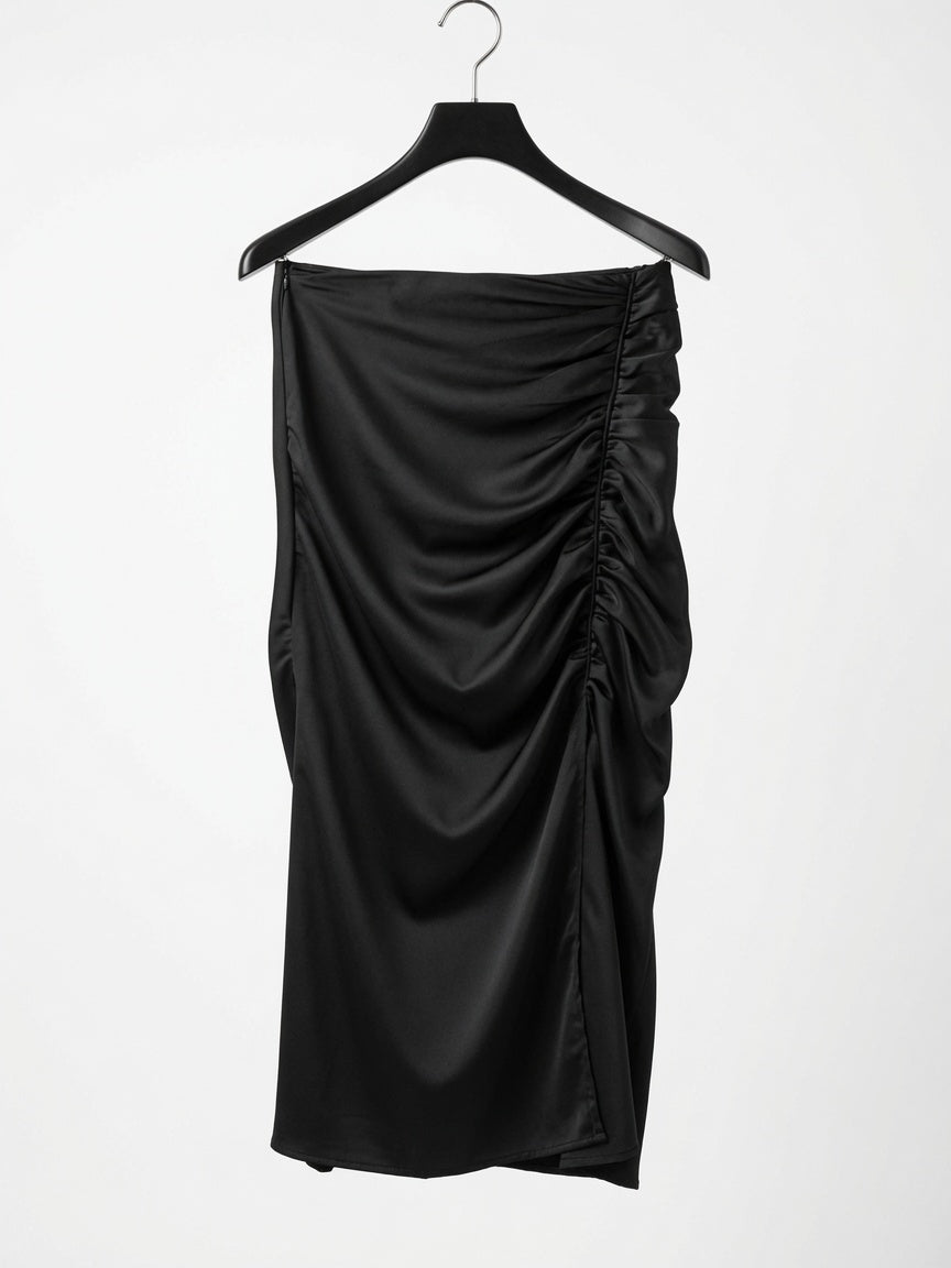 Fustă midi din satin „My Star”, cu drapaj elegant și șliț