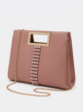 Розовая вечерняя сумка-клатч с кристаллами