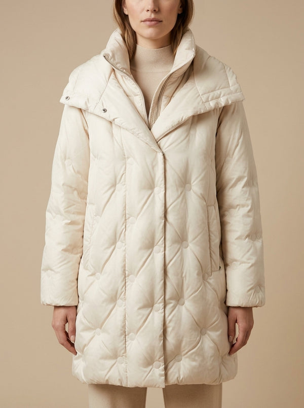 Light beige hooded down jacket