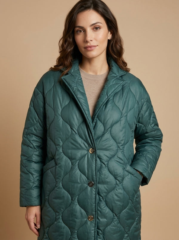 Geacă matlasată oversize de culoare verde