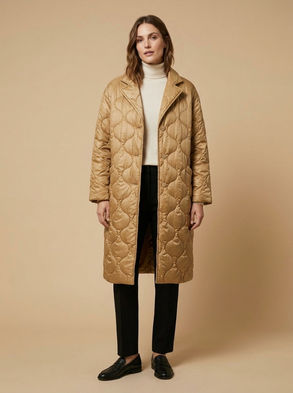 Beige quilted coat