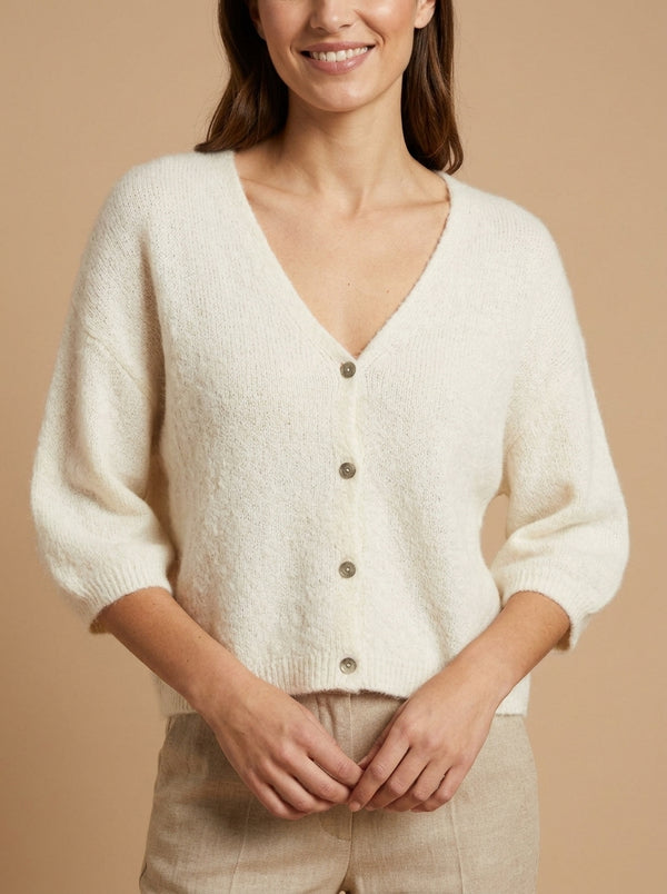 Women's cream-colored knit cardigan