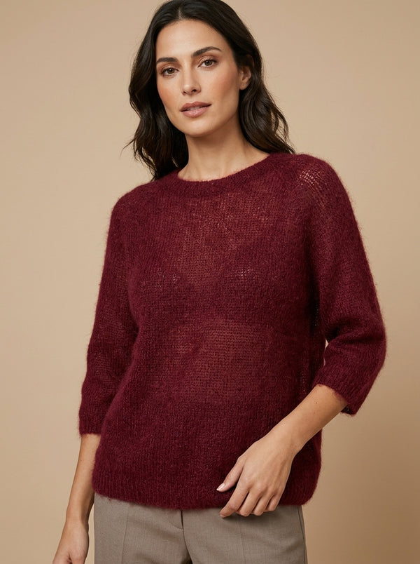 Fluffy oversized jumper with 3/4 sleeves