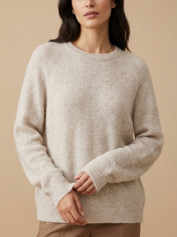 Beige loose-fit knitted jumper