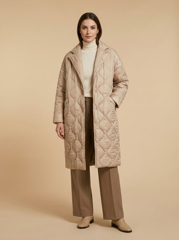 Beige oversized quilted coat