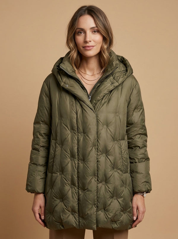 Women's oversized quilted hooded jacket