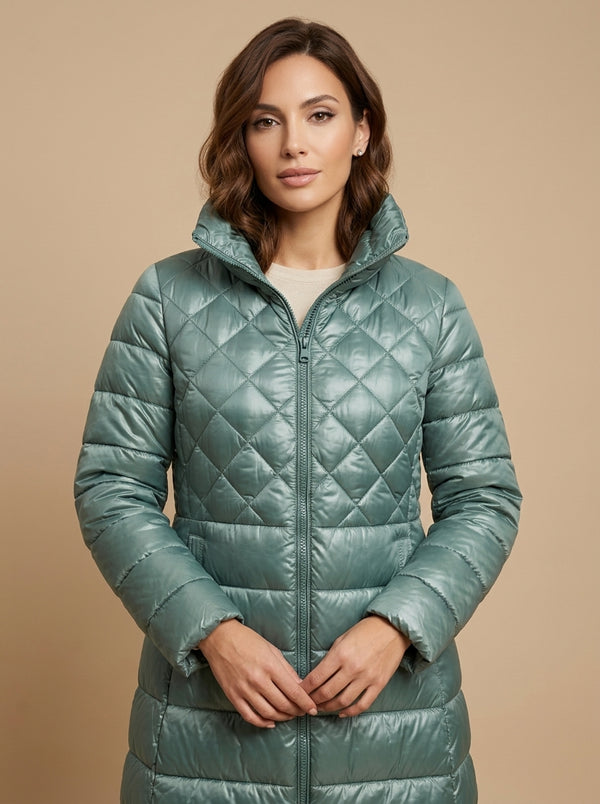 Quilted jacket with a high collar
