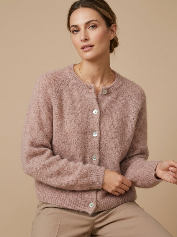 Women's fuzzy button-up cardigan