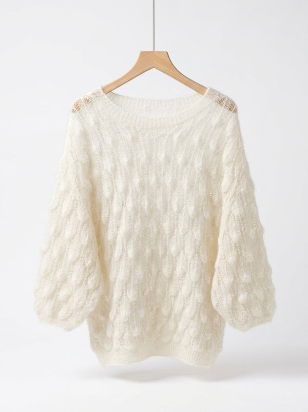 Openwork mohair jumper with a textured knit