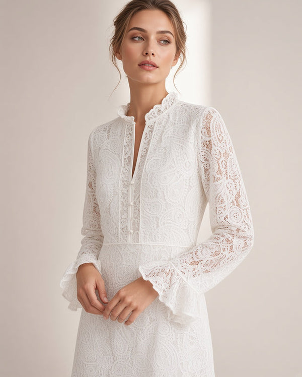 Maje lace ruffled dress — France
